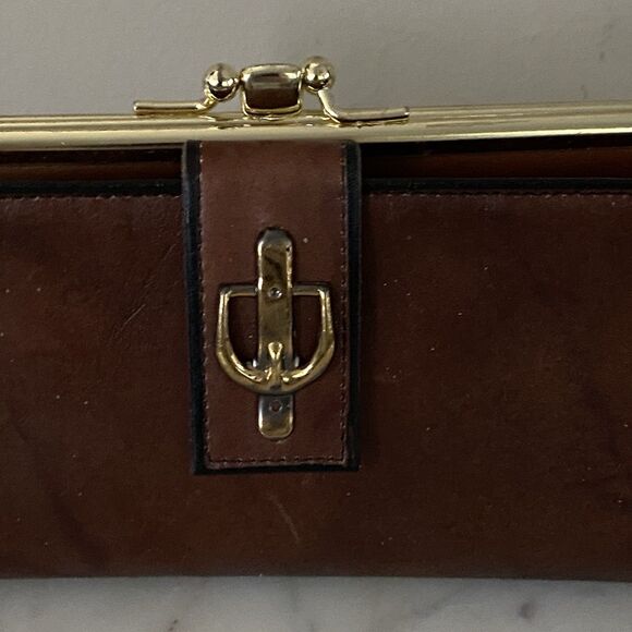 Vintage NOS Buxton Genuine Leather Brown Wallet Organizer Equestrian Vibes - Picture 2 of 11